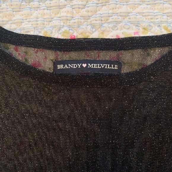 Brandy Melville Sheer Glitter Black Top - Picture 3 of 3